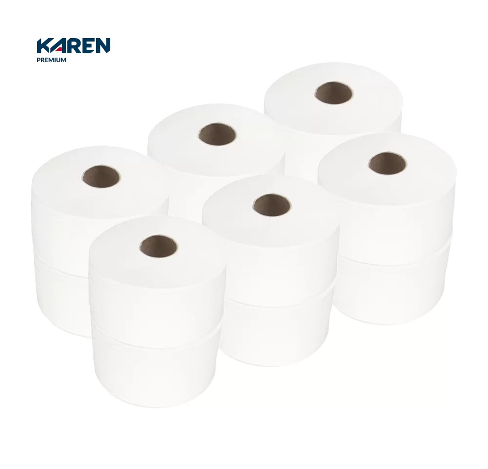 Papier toaletowy KAREN JUMBO 200 m - dwuwarstowy CELULOZA 12 rolek (2400 m)