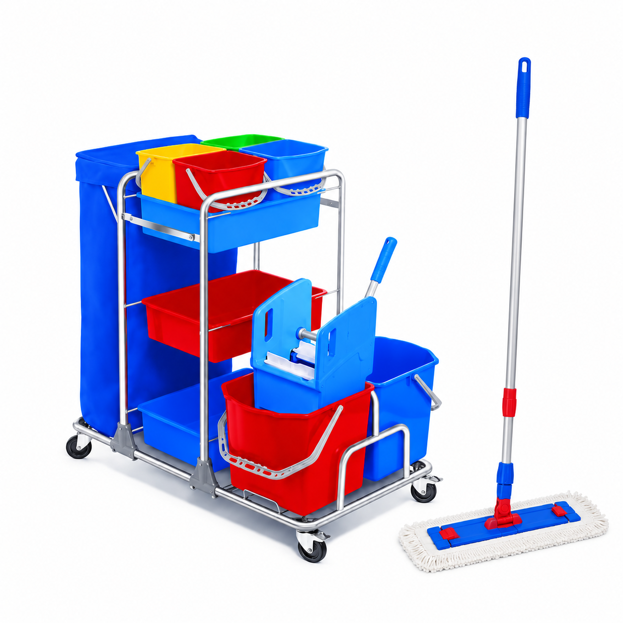 ZESTAW SERWISOWY wózek do sprzątania STEEL MASTER +mop 50cm