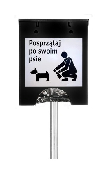 ZESTAW KOSZ na psie odchody DIEGO 50 litrów + PODAJNIK woreczków na psie odchody CEZAR - CZARNY - obrazek 3